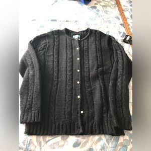 Ladies heavy knitted winter sweater with pearl buttons